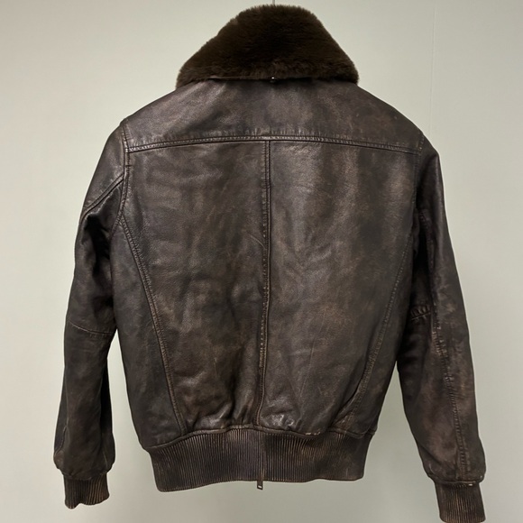John Varvatos TommyLeather Bomber with Removable Shearling Collar Small - Picture 13 of 16